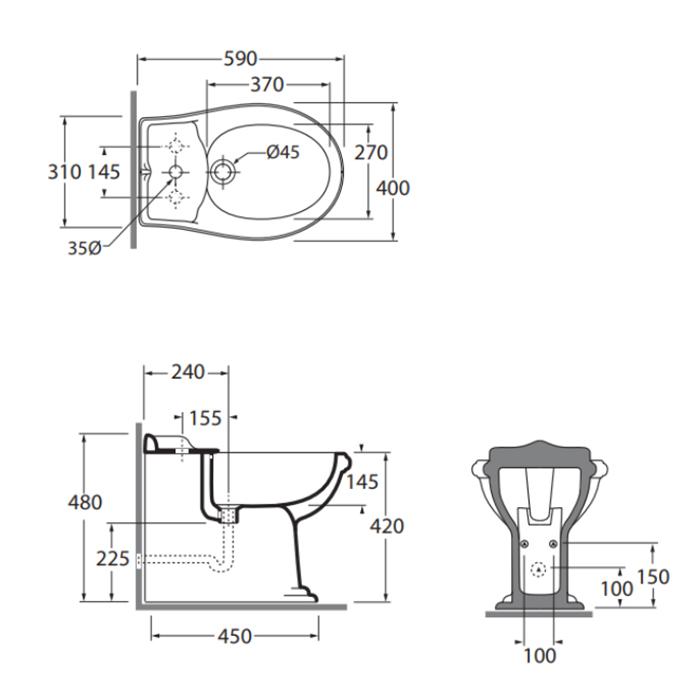 Биде напольное Azzurra Jubilaeum JUBIT000000MBI/(JUB510 bi)*1 59х40