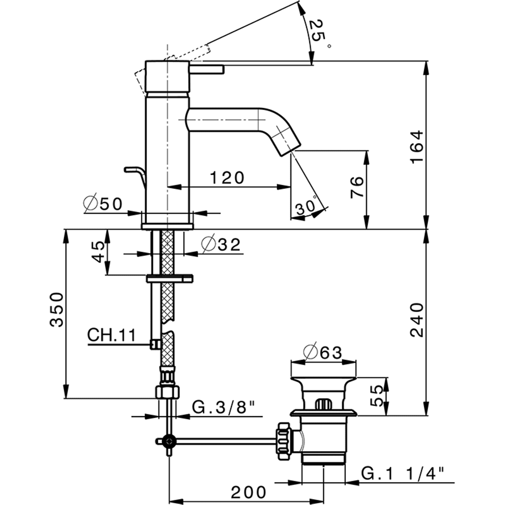 Смеситель для раковины Cisal Less New LN00051021
