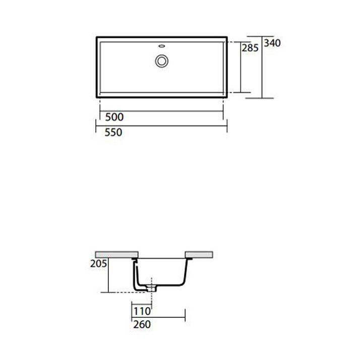 Раковина встраиваемая Kerasan Slim 022901 55х34