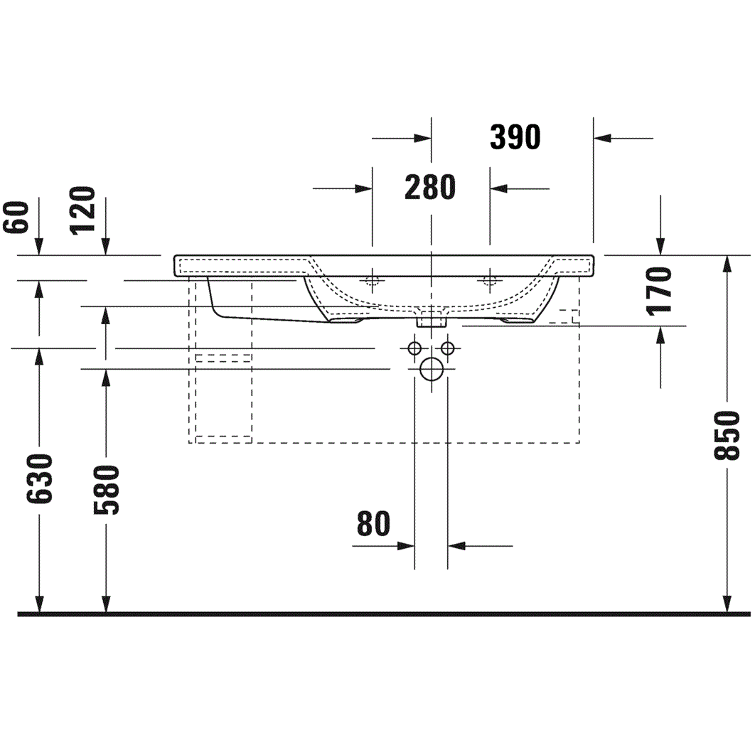 Раковина для мебели Duravit DuraStyle 2325100060 100x48