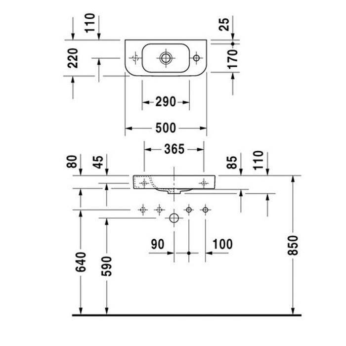 Раковина подвесная Duravit Happy D.2 0711500009 50x22