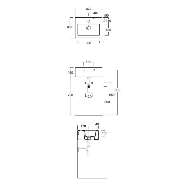 Раковина подвесная Simas Frozen FZ14bi*1 43х33.5