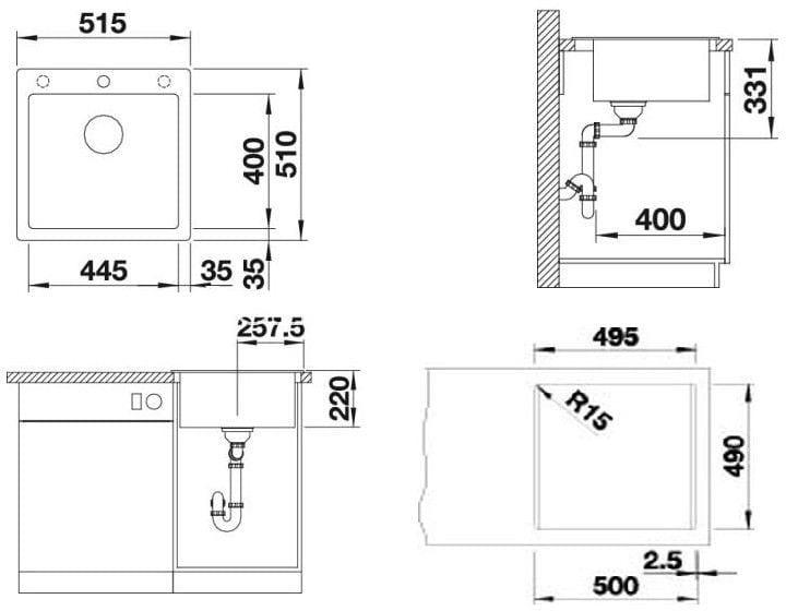 Мойка кухонная Blanco Pleon 5 Белый 521672 51.5х51