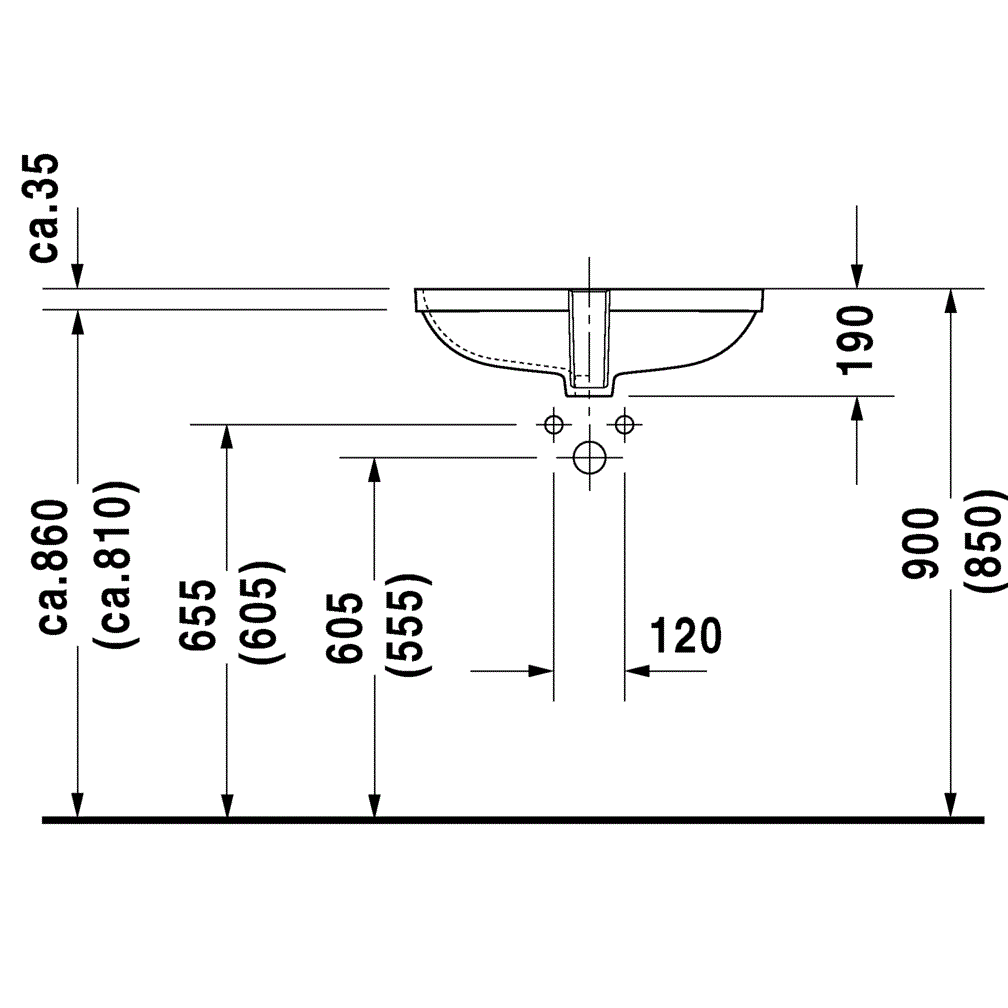 Раковина встраиваемая Duravit D-Code 0338560000 56x40