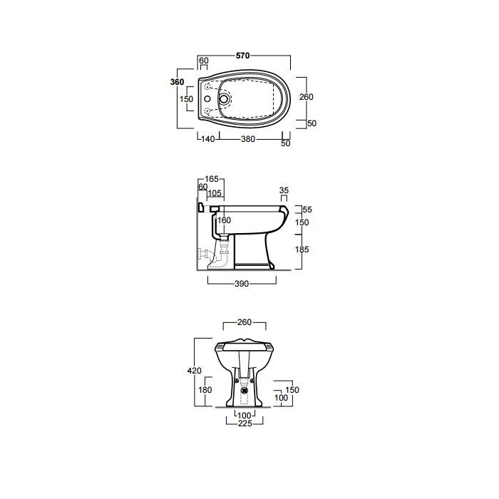 Биде напольное Simas Arcade AR823bi*1 57х36
