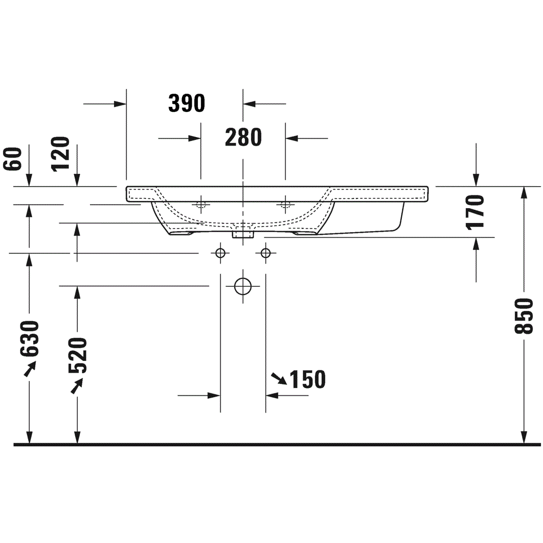 Раковина для мебели Duravit DuraStyle 2325100041 100x48