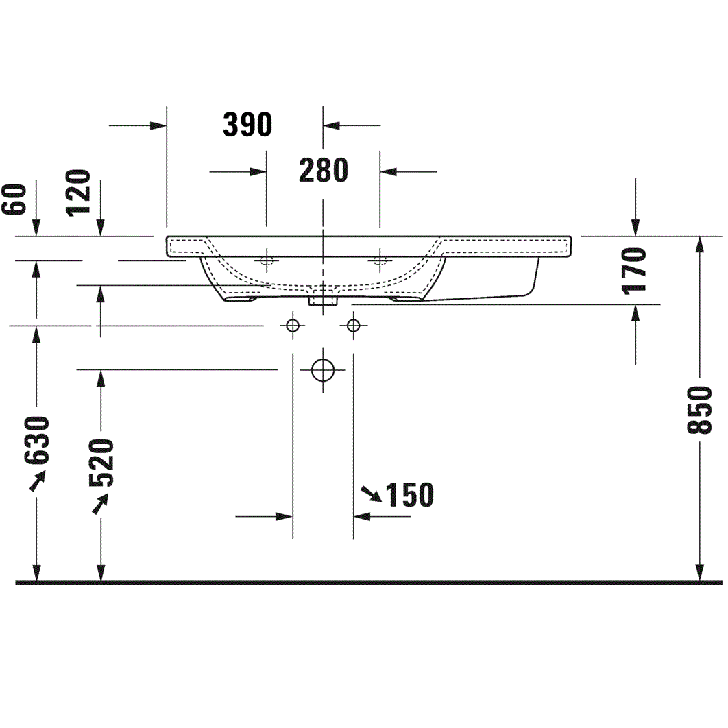 Раковина для мебели Duravit DuraStyle 2325100044 100x48