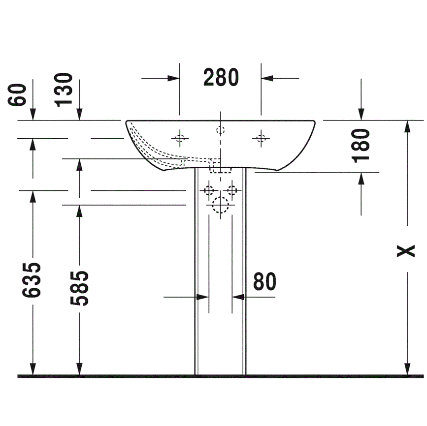 Раковина подвесная Duravit ME by Starck 2335650030 65x49