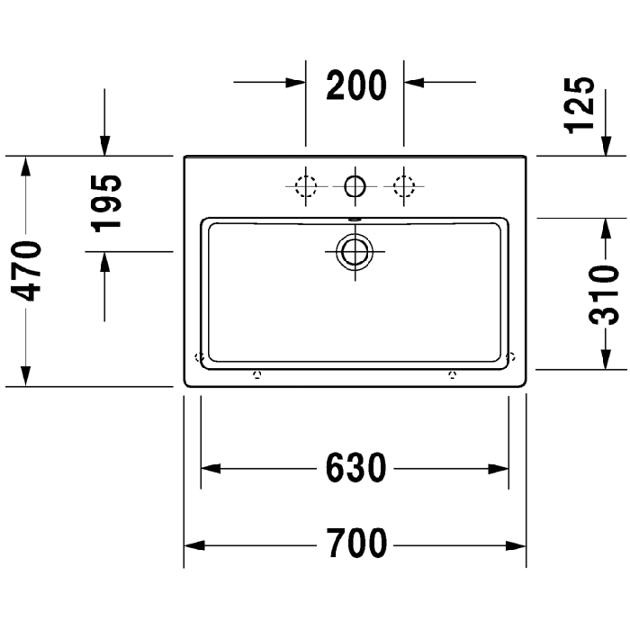 Раковина для мебели Duravit Vero 0454700800 70x47