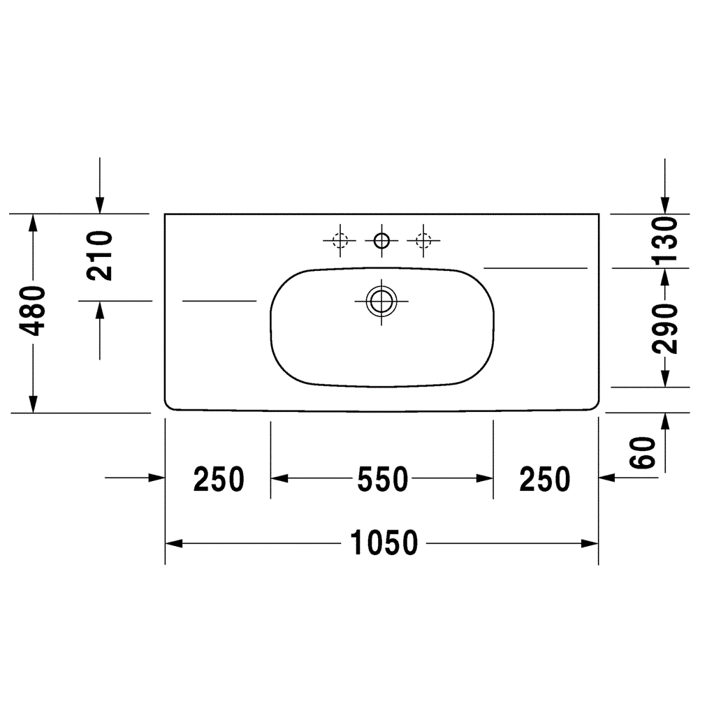 Раковина подвесная Duravit D-Code 03421000002 105x48
