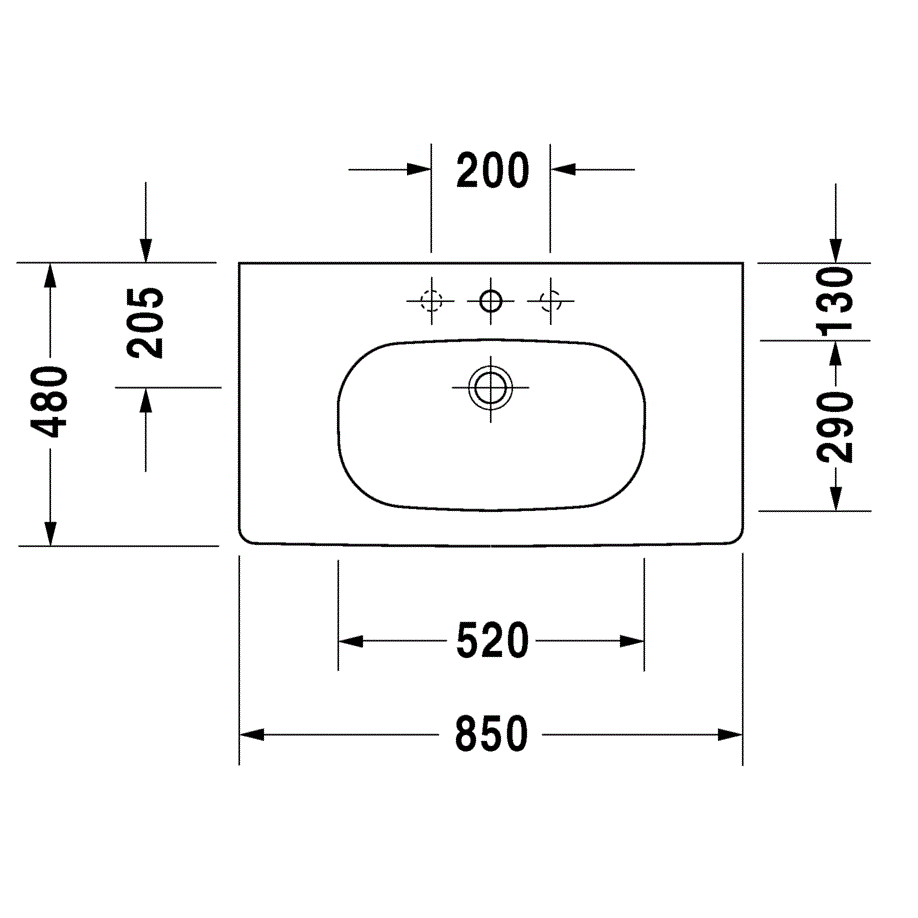 Раковина подвесная Duravit D-Code 03428500002 85x48