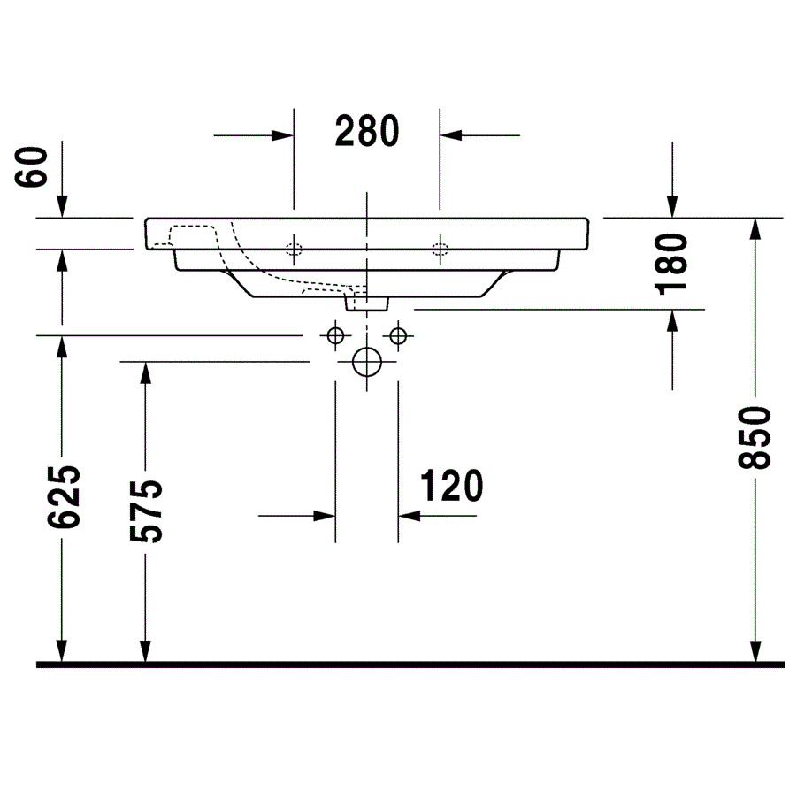 Раковина для мебели Duravit D-Code 03428500302 85x48