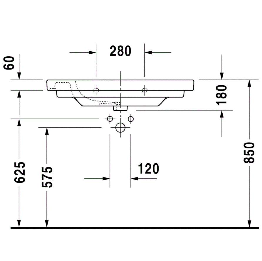 Раковина для мебели Duravit D-Code 03428500602 85x48