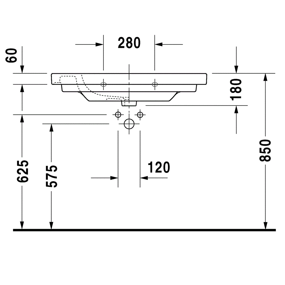 Раковина подвесная Duravit D-Code 03428500002 85x48
