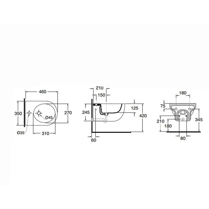 Биде подвесное Azzurra Nuvola NUBKS004600MBI /(NUV546/SOSK bi)*1 46х35