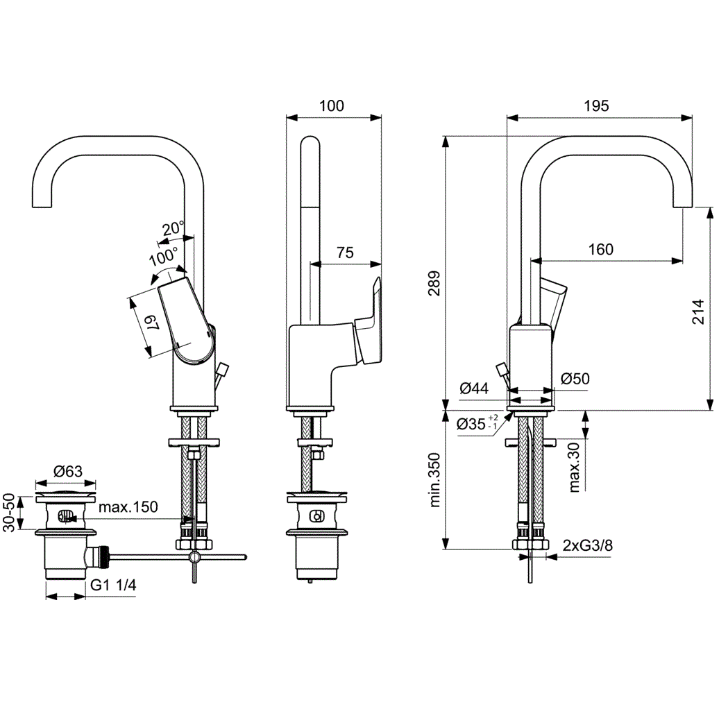 Смеситель для раковины Ideal Standard Tesi A6571AA