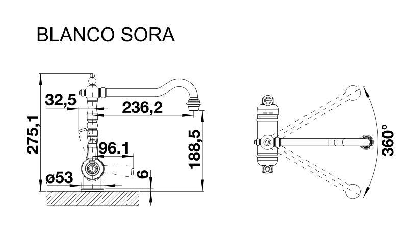 Смеситель для кухни Blanco Sora Хром 524217