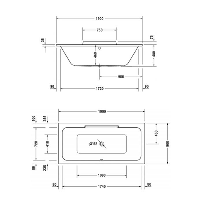 Ванна встраиваемая Duravit DuraStyle 700299000000000 190x90