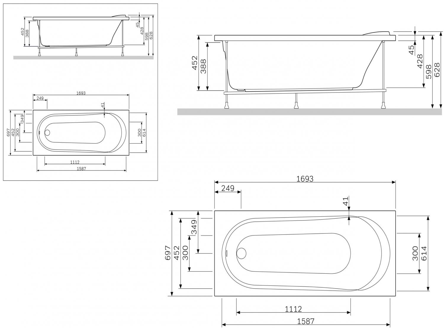 Фронтальная панель AM.PM W85A-170-070W-P