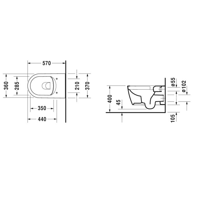 Унитаз подвесной Duravit ME by Starck 2529090000 57x37
