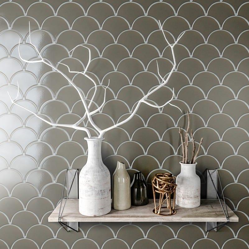 Мозаика Starmosaic Fan Shape Dark Grey Glossy (BF1312) 29.3х27.4