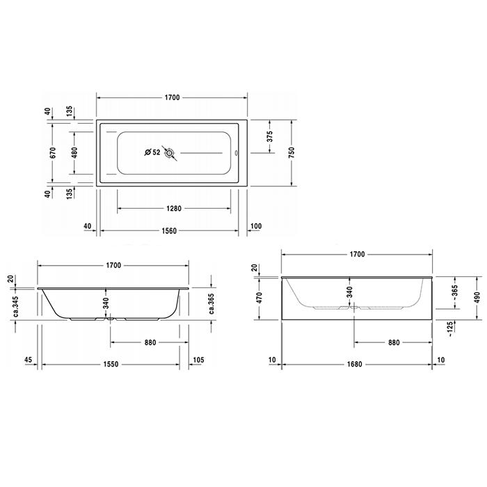 Ванна встраиваемая Duravit DuraStyle 700231000000000 170x75