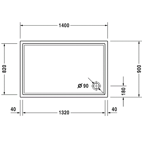 Душевой поддон Duravit Slimline 720126000000000 90x140