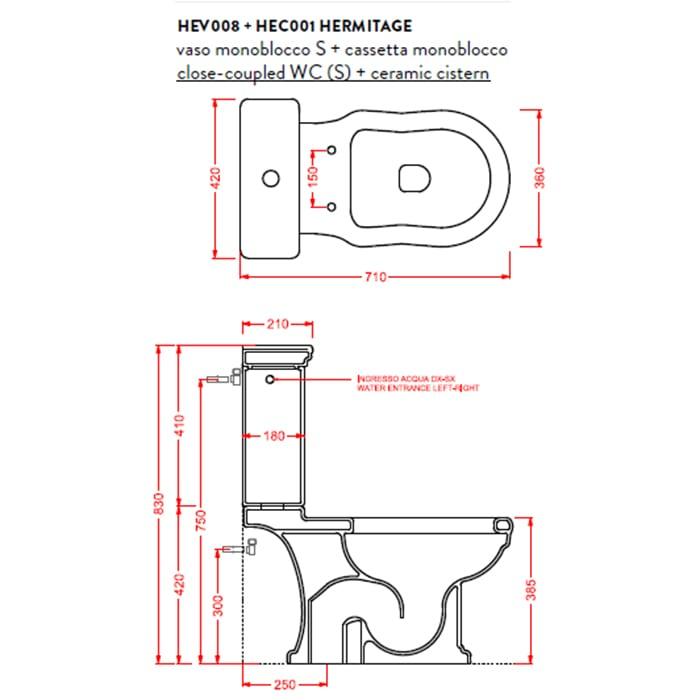Унитаз напольный Artceram Hermitage HEV008 01 00 bi 71х36