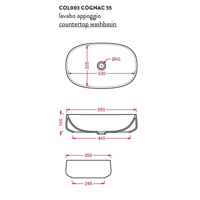Раковина накладная Artceram Cognac COL003 15 00 grigio oliva 55х35