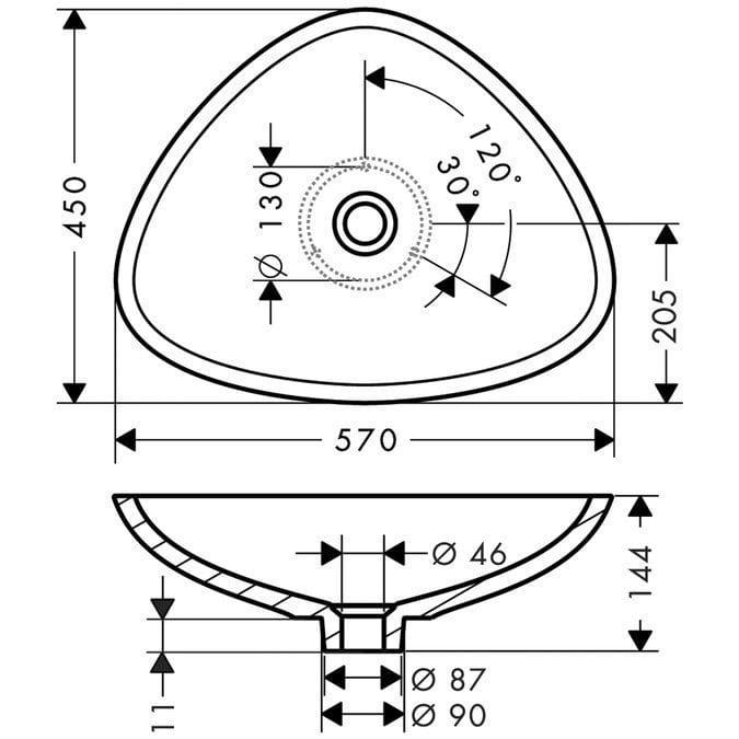 Раковина накладная Axor Massaud 42305000 57х45
