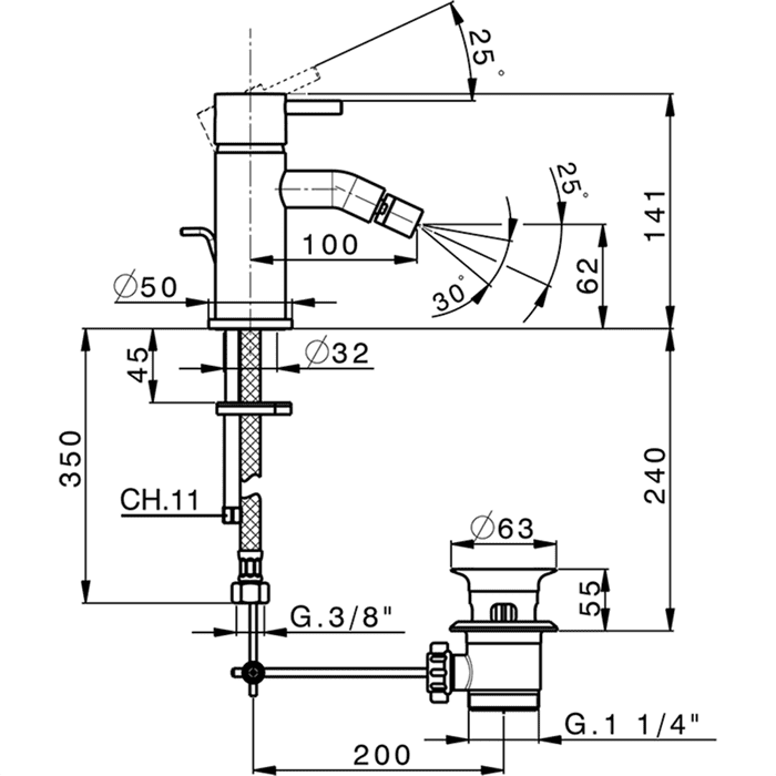 Смеситель для биде Cisal Less New LN00055040