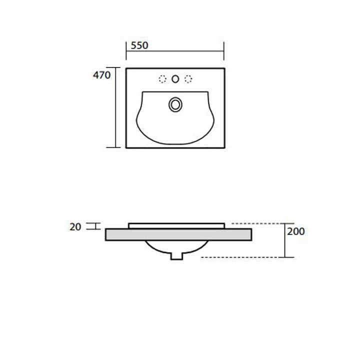 Раковина встраиваемая Kerasan Bentley 394201*1 55х47
