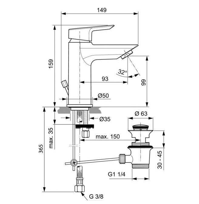Смеситель для раковины Ideal Standard Tesi A6557AA