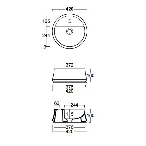 Раковина накладная Simas Sharp SH03bi*1 42х42