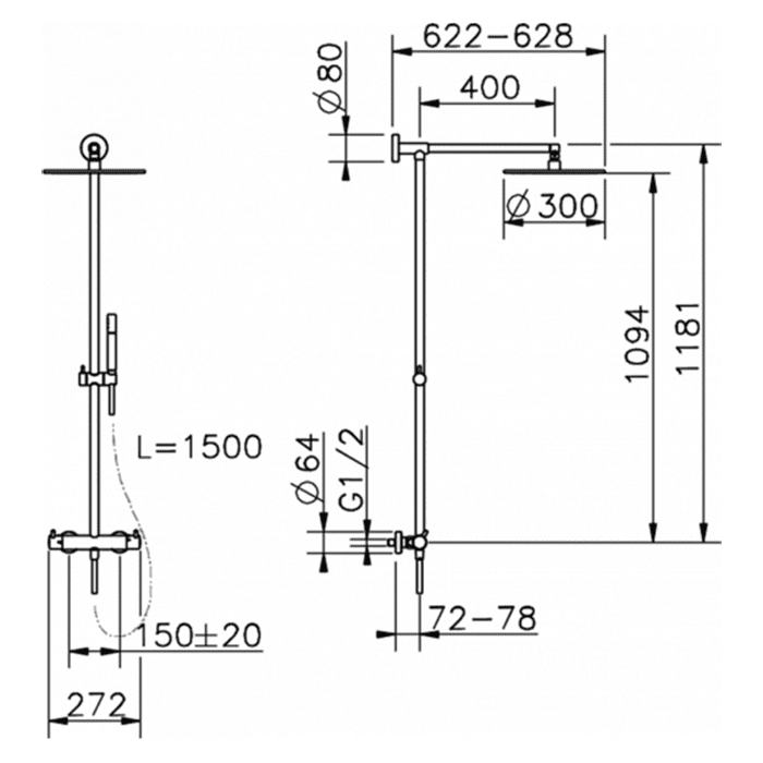 Душевая стойка Cisal Less New LNC7801N40