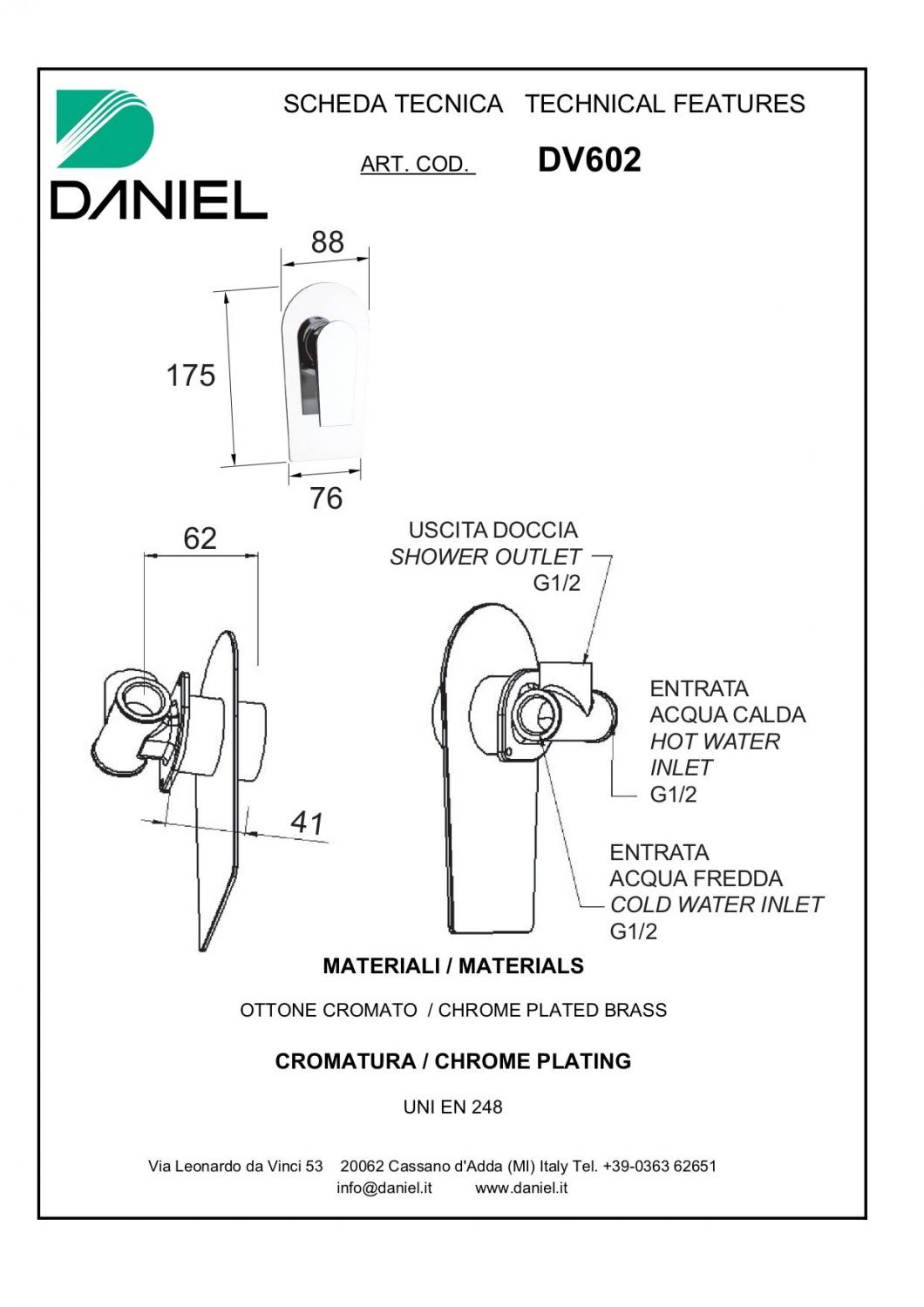 Смеситель для душа Daniel Diva DV602-CR