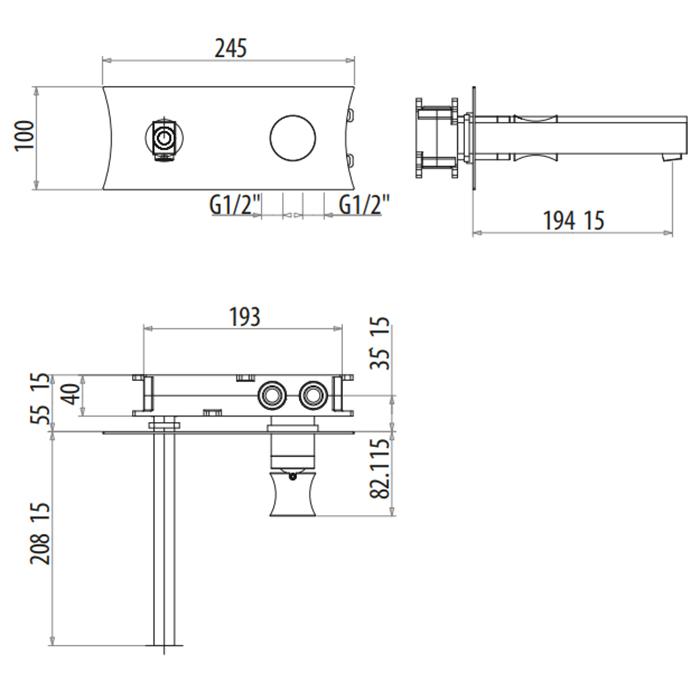 Смеситель для раковины Gattoni Intersezione 4735/47C0cr