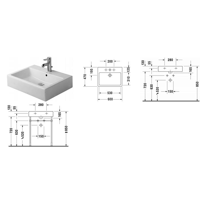 Раковина подвесная Duravit Vero 0454600071 60x47