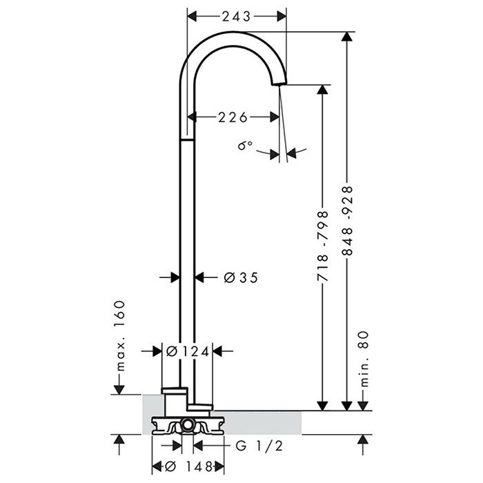 Излив для ванны Axor Uno Brushed nickel 38412820
