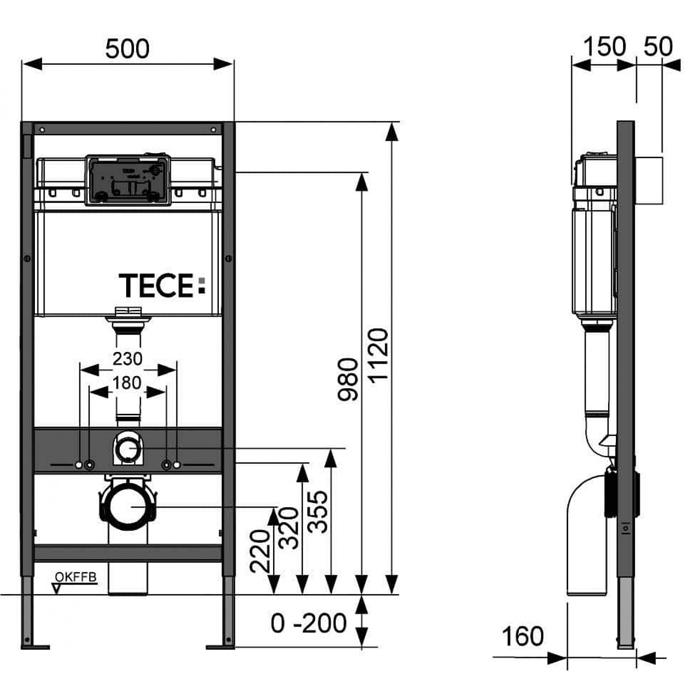Нижняя панель для установки унитаза и биде Tece TECElux 9650100