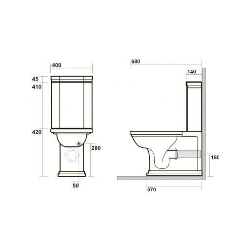 Унитаз приставной Kerasan Waldorf 411701 bi 68х40