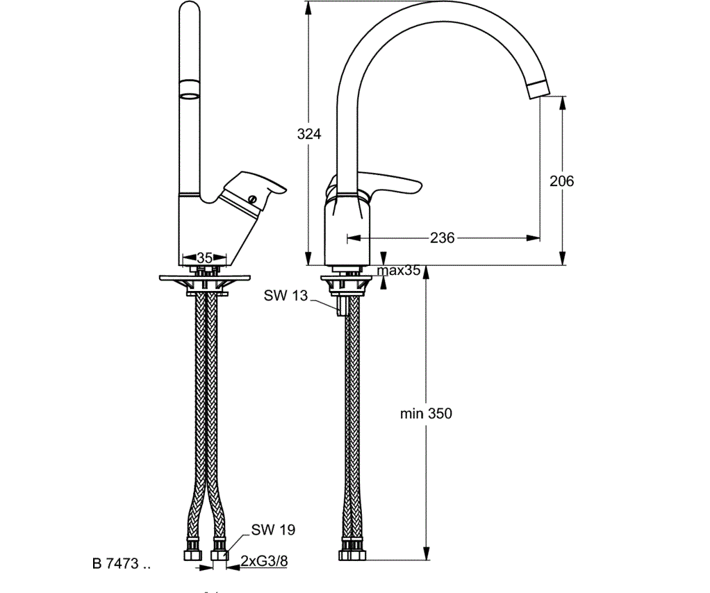 Смеситель для кухни Ideal Standard Cerasprint B7473AA