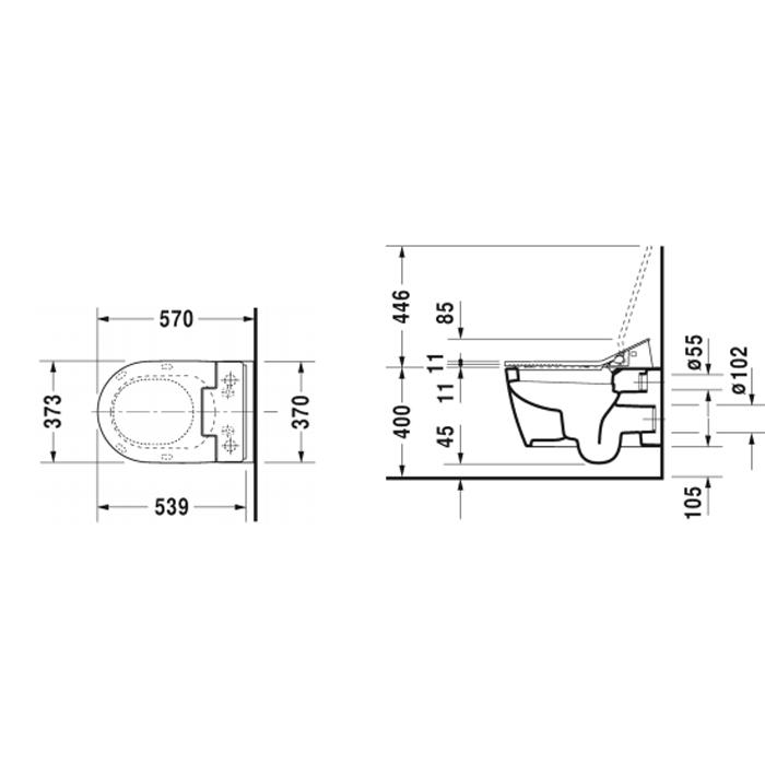 Унитаз подвесной Duravit ME by Starck SensoWash 2528590000 57x37