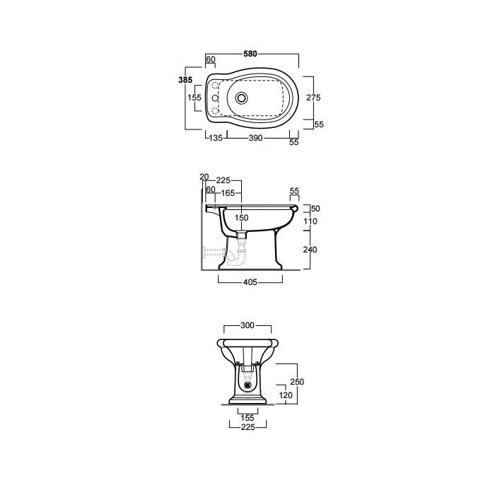 Биде напольное Simas Lante LA04bi*3 58х38.5