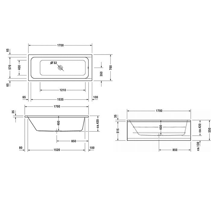 Ванна встраиваемая Duravit D-Code 700097000000000 170х70