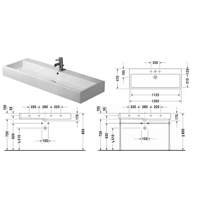 Раковина для мебели Duravit Vero 0454120073 120x47