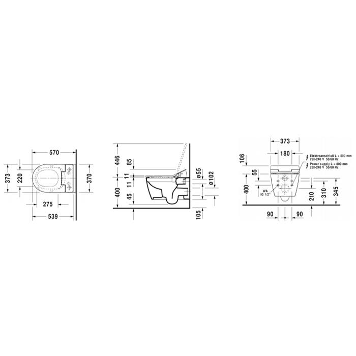 Унитаз подвесной Duravit ME by Starck 2529592000 57x37