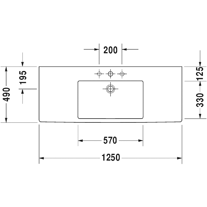 Раковина для мебели Duravit Vero 0329120044 125x49