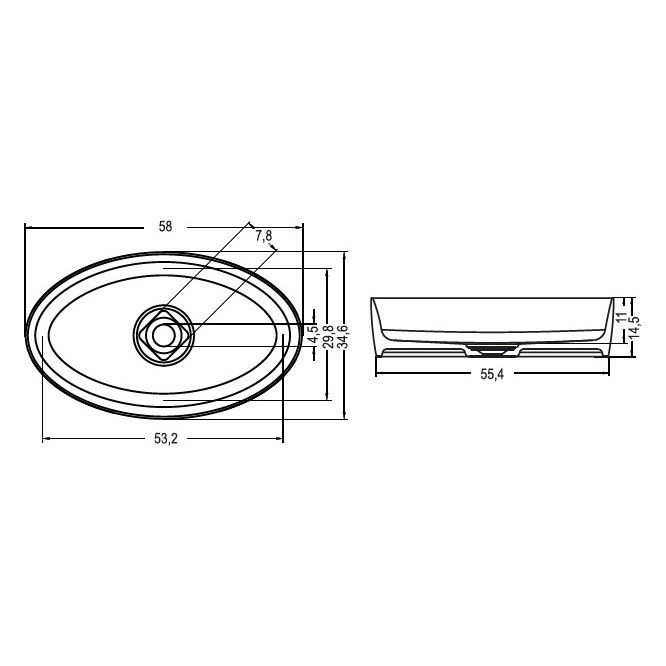 Раковина накладная Oval Riho W025001105