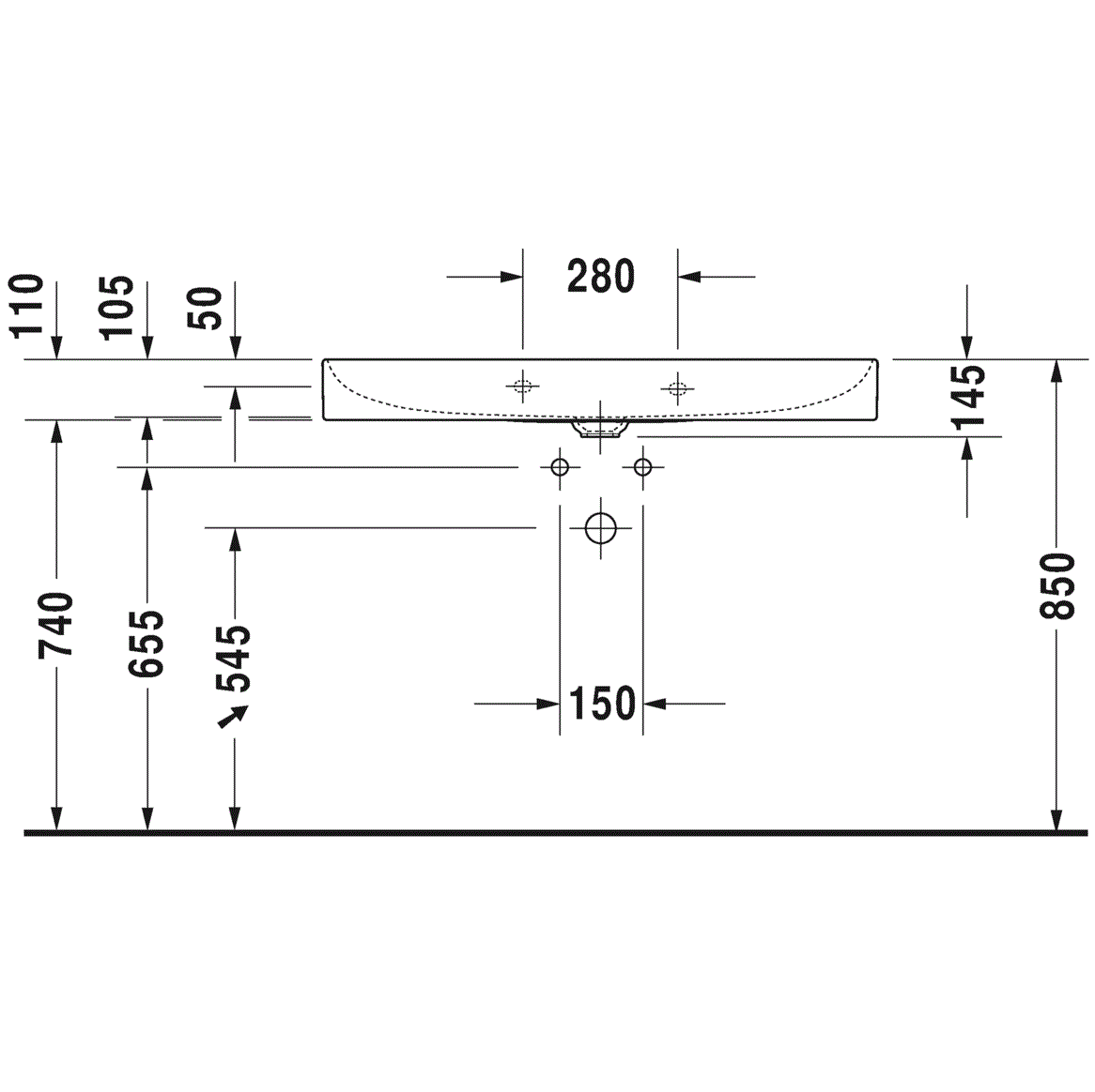 Раковина мебельная Duravit DuraSquare 2353100041 100x47